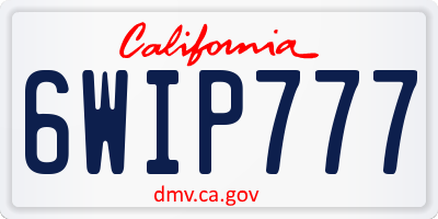 CA license plate 6WIP777
