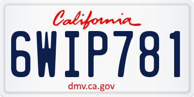CA license plate 6WIP781