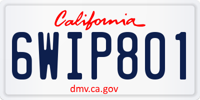 CA license plate 6WIP801