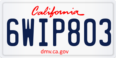 CA license plate 6WIP803