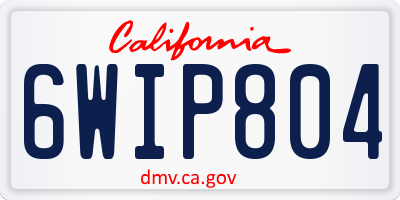 CA license plate 6WIP804