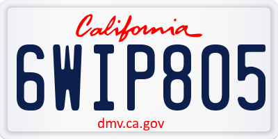 CA license plate 6WIP805