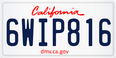CA license plate 6WIP816