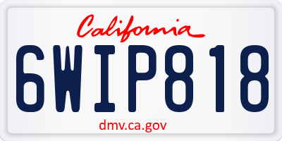 CA license plate 6WIP818