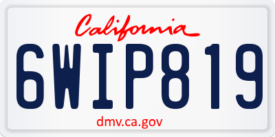 CA license plate 6WIP819