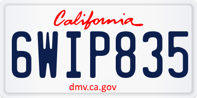 CA license plate 6WIP835
