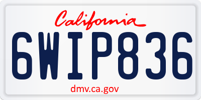 CA license plate 6WIP836