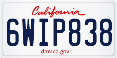 CA license plate 6WIP838