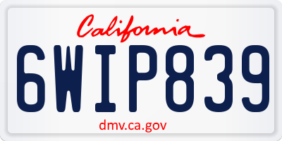 CA license plate 6WIP839