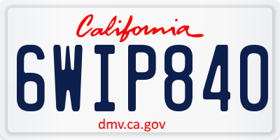 CA license plate 6WIP840