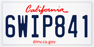 CA license plate 6WIP841