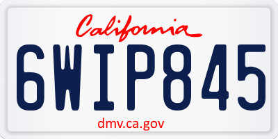 CA license plate 6WIP845