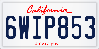 CA license plate 6WIP853