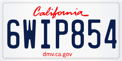 CA license plate 6WIP854