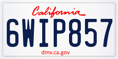 CA license plate 6WIP857