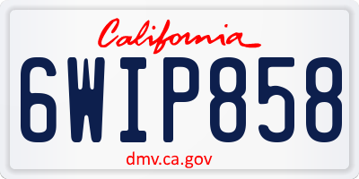 CA license plate 6WIP858