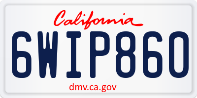 CA license plate 6WIP860