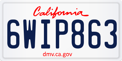 CA license plate 6WIP863