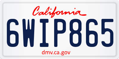 CA license plate 6WIP865