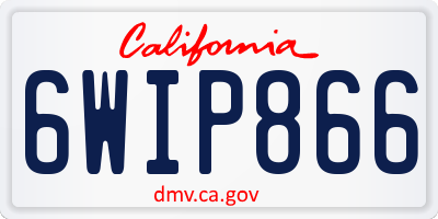 CA license plate 6WIP866