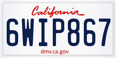 CA license plate 6WIP867