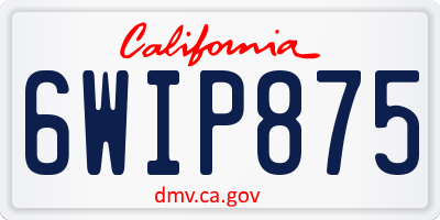 CA license plate 6WIP875