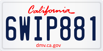 CA license plate 6WIP881