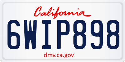 CA license plate 6WIP898