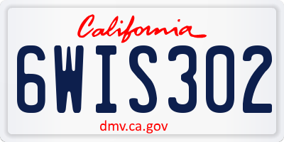 CA license plate 6WIS302