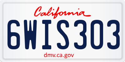 CA license plate 6WIS303