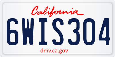 CA license plate 6WIS304