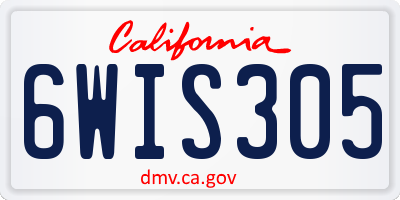 CA license plate 6WIS305