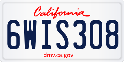CA license plate 6WIS308