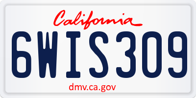 CA license plate 6WIS309