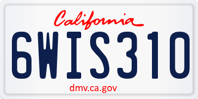 CA license plate 6WIS310