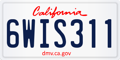 CA license plate 6WIS311
