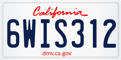 CA license plate 6WIS312