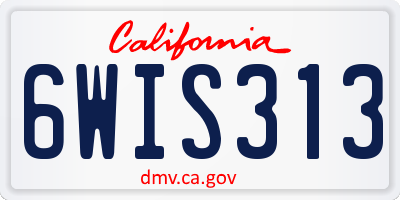 CA license plate 6WIS313