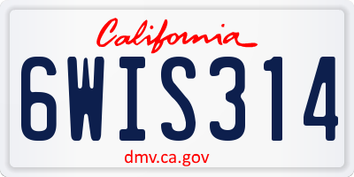 CA license plate 6WIS314