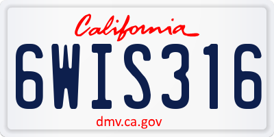 CA license plate 6WIS316