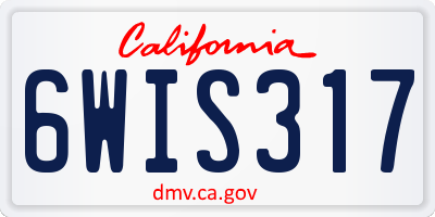 CA license plate 6WIS317