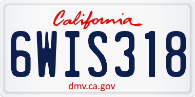 CA license plate 6WIS318