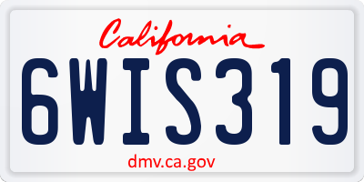CA license plate 6WIS319