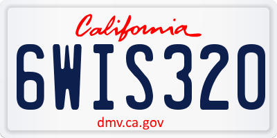 CA license plate 6WIS320