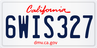 CA license plate 6WIS327