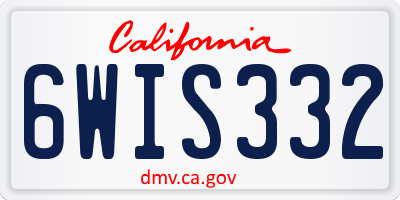 CA license plate 6WIS332