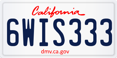 CA license plate 6WIS333