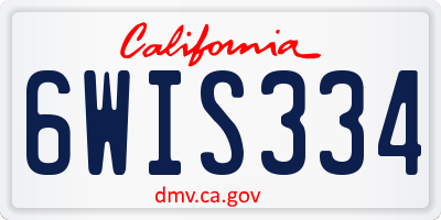 CA license plate 6WIS334