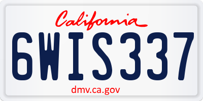 CA license plate 6WIS337