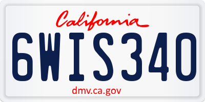CA license plate 6WIS340